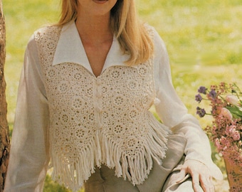 Irish Rose Vest - Summer Tops Pattern.  Small 32-34" - (Medium 36", Large 38" bust).  PDF Download.