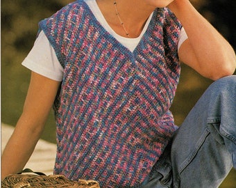 Diagonal Stripe Top - Summer Tops Pattern.  Small 34-36" - (Medium 37-39", Large 40-42" bust).  PDF Download.
