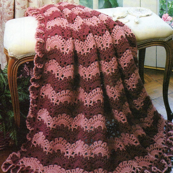 Lacy Scallops - Victorian Beauties Afghan Pattern.  Approx. 49" x 72".  PDF Download.