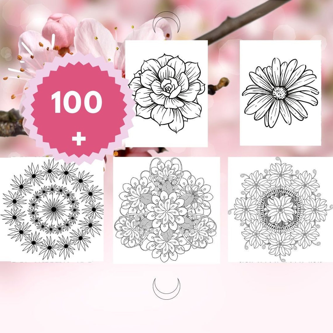 100+ Floral Adult Coloring Pages: Flower Mandalas (PDF Pattern) - Etsy