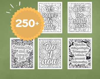 250+ Adult Motivational Quotes Coloring Pages For Mental Health And Relaxation, Inspirational Positive Affirmations Printable Life Quotes