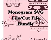 Editable Monogram SVG Bundle, Cricut Ready Cut Files