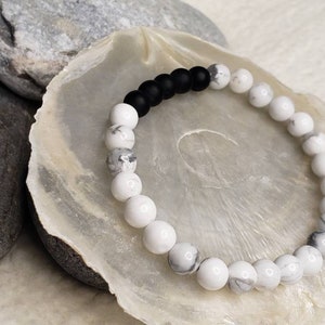 Black Onyx & White Howlite Bracelet-Beaded Bracelet