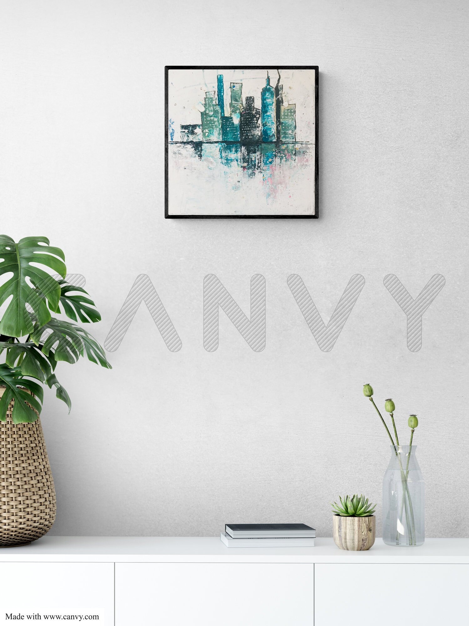 Peinture Acrylique sur Toile Originale Signée Ville