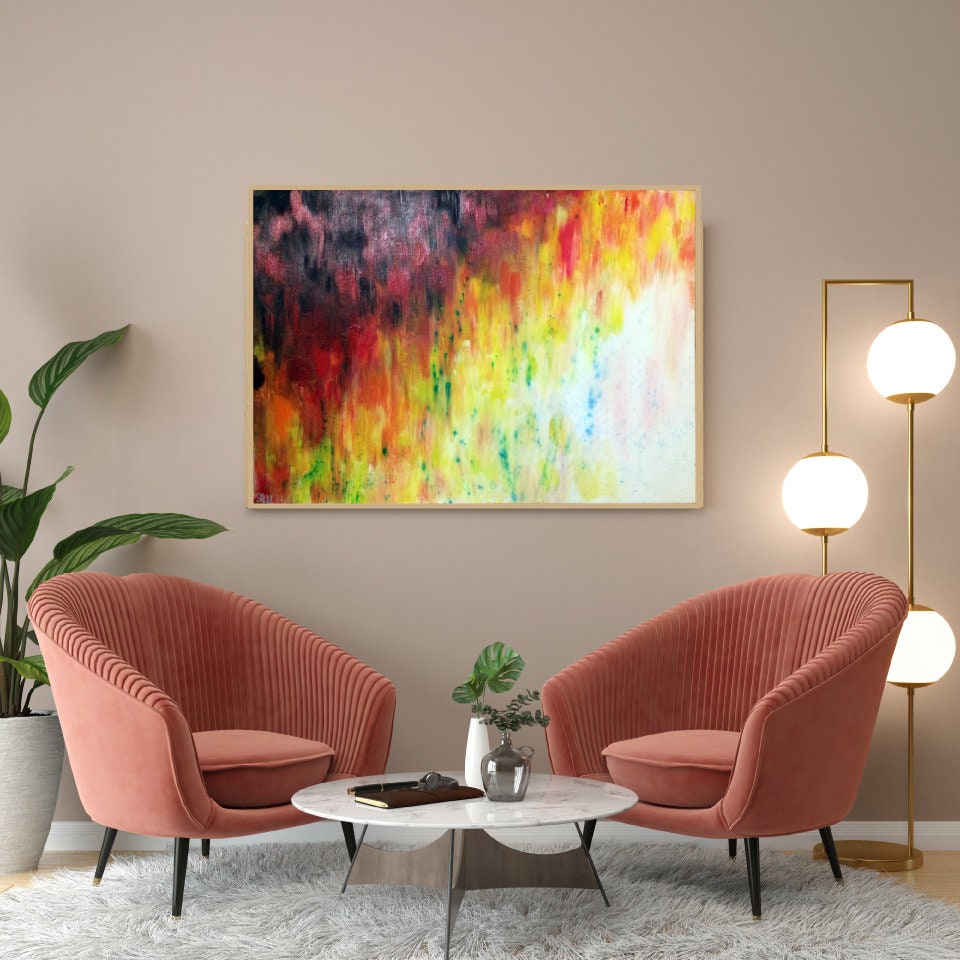 Peinture Abstraite Acrylique sur Toile Originale Signée Red