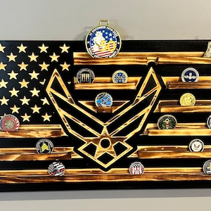 United States Air Force (USAF) Coin Holder Display Flag
