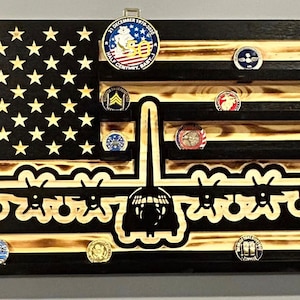 Custom Army, Navy, Air Force, Marine, Coast Guard , Police, Firefighter Coin Holder Display Flags and regular wooden flags