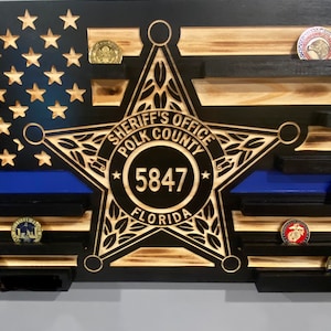 Police Law Enforcement Coin Holder Display Flag