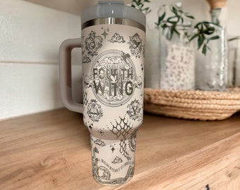 Fourth Wing 40 oz Engraved Stanley Tumbler, Birthday Gift for Wife, Fourth Wing Merch, Birthday Gift for Sister or Friend, Basgiath Tumbler