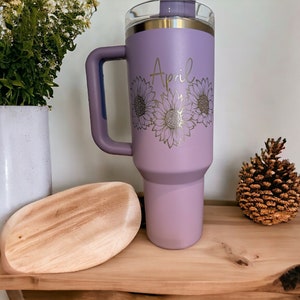 Sunflower 40 oz Engraved Stanley Tumbler - Birthday Gift for Wife - Sunflower Engraved Tumbler, Mothers Day for Wife, Gift for Mom