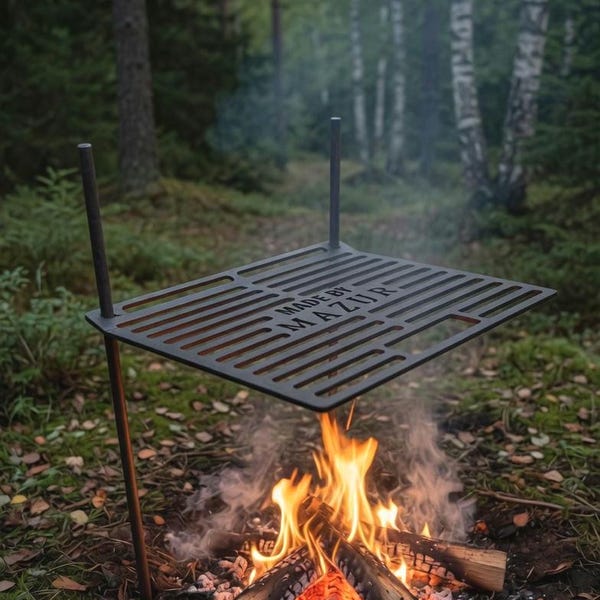 Metal Campfire cooking grill bushcraft survival fire pit outdoor argentine grill fire top camper van camplife camping