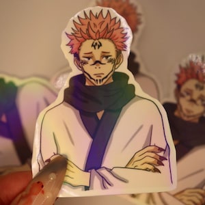 Jujutsu Anime JJK Annoyed King of Curses Manga Holographic Vinyl Sticker Decal Gifts | For Laptops, Notebooks, Tablets, Kindles