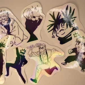 Holographic Vinyl Sticker Gift Pack Of Seven: Jujutsu Anime JJK Chibi Manga