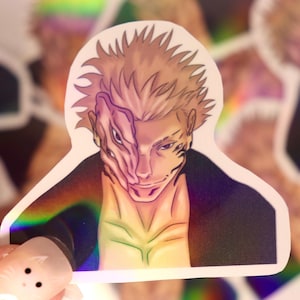 Jujutsu JJK Anime Manga King of Curses Full Colour Holographic Vinyl Sticker Decal Gifts | For Laptops, Notebooks, Tablets, Kindles