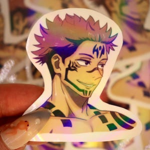 Jujutsu Anime JJK Manga Pretty King of Curses Holographic Vinyl Sticker Decal Gifts | For Laptops, Notebooks, Tablets, Kindles