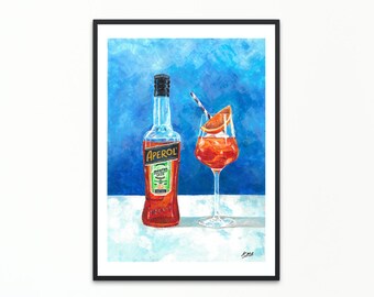 Aperol auf Blau (A4 Druck)