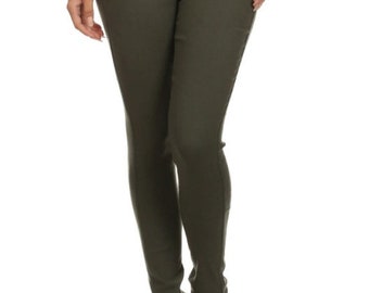 Olive High Waisted Pants , Skinny Olive  Pants, High Rise Pants, Solid Olive Color High Waist Pants, Christmas Gift
