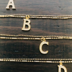 Tobillera inicial, Tobillera con letras en capas, Pulseras de tobillo con inicial dorada, Regalo de Navidad