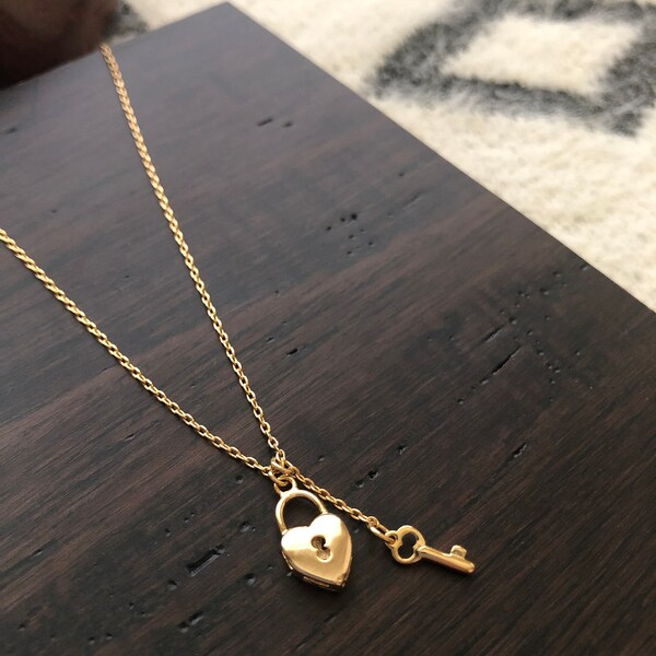 Key Lock Necklace Etsy
