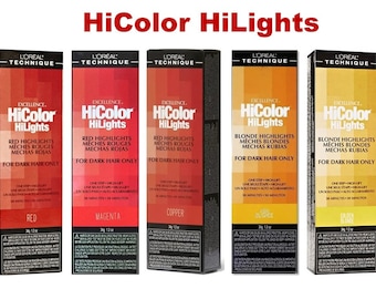 L'Oreal HiColor HiLights para cabello oscuro solo 1.2 oz (elija 5 colores) de regalo