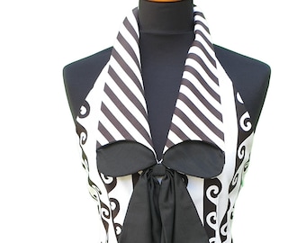 Black and white Ottoman silk sleeveless blouse
