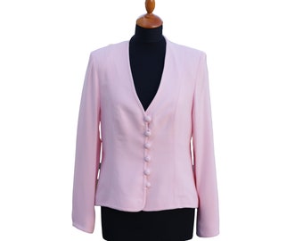 Woman's Jacket And Trousers In Rosé Silk Crepe | Stylish Two Piece Suit For Woman | Pink Jacket And Trouser Set