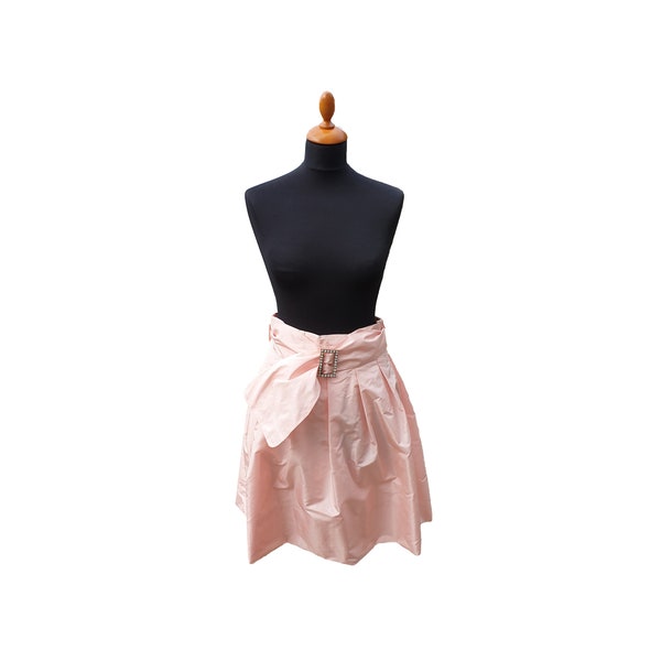 Taffeta Tea Length Skirt in Pink Camellias