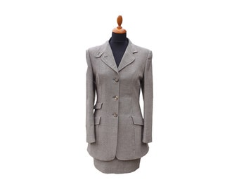 Woman's Stretch Wool Two Piece In Ash | Two Piece Costume For Woman | Stretch Wool Jacket And Skirt Combo