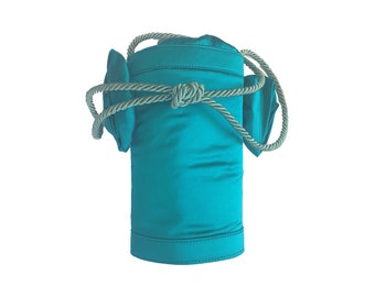 Turquoise Cylindrical Handbag | Stylish Woman's Handbag | Satin Handbag