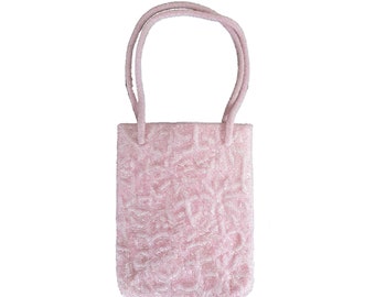 Borsa da sera rosa pony perlato stile vintage