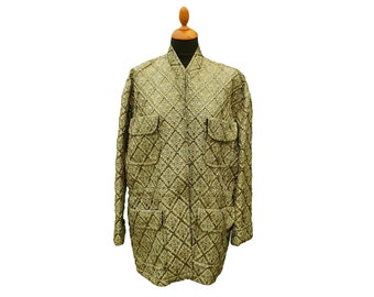 Woman's Brocade Jacket With Elegant Diamond Pattern | Exclusive Patterned Brocade Jacket in Gold Colour | Floral Diamond Pattern Jacket