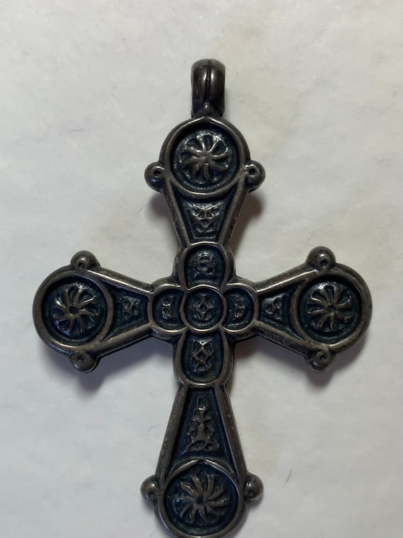 Vintage Byzantine style cross charm. Metropolitan 