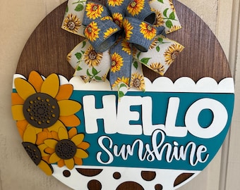 Hello Sunshine, Sunflower Summer Door Hanger
