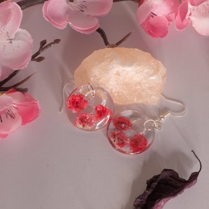 Real Dried Flower Resin Earrings | Hand Made Jewellery | Pressed Flower Earrings