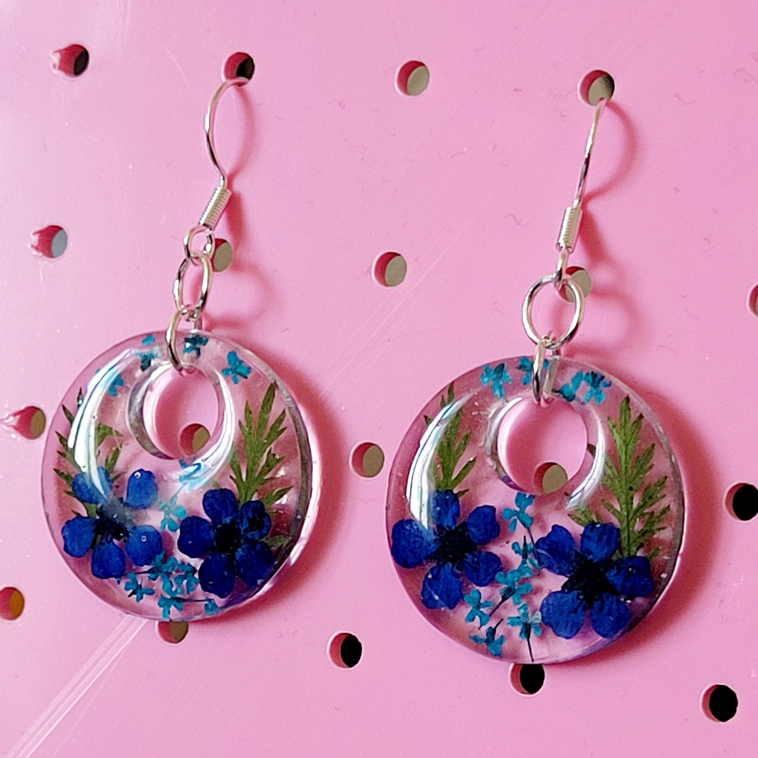 Real Dried Flower Resin Earrings Hand Made Jewellery Etsy UK