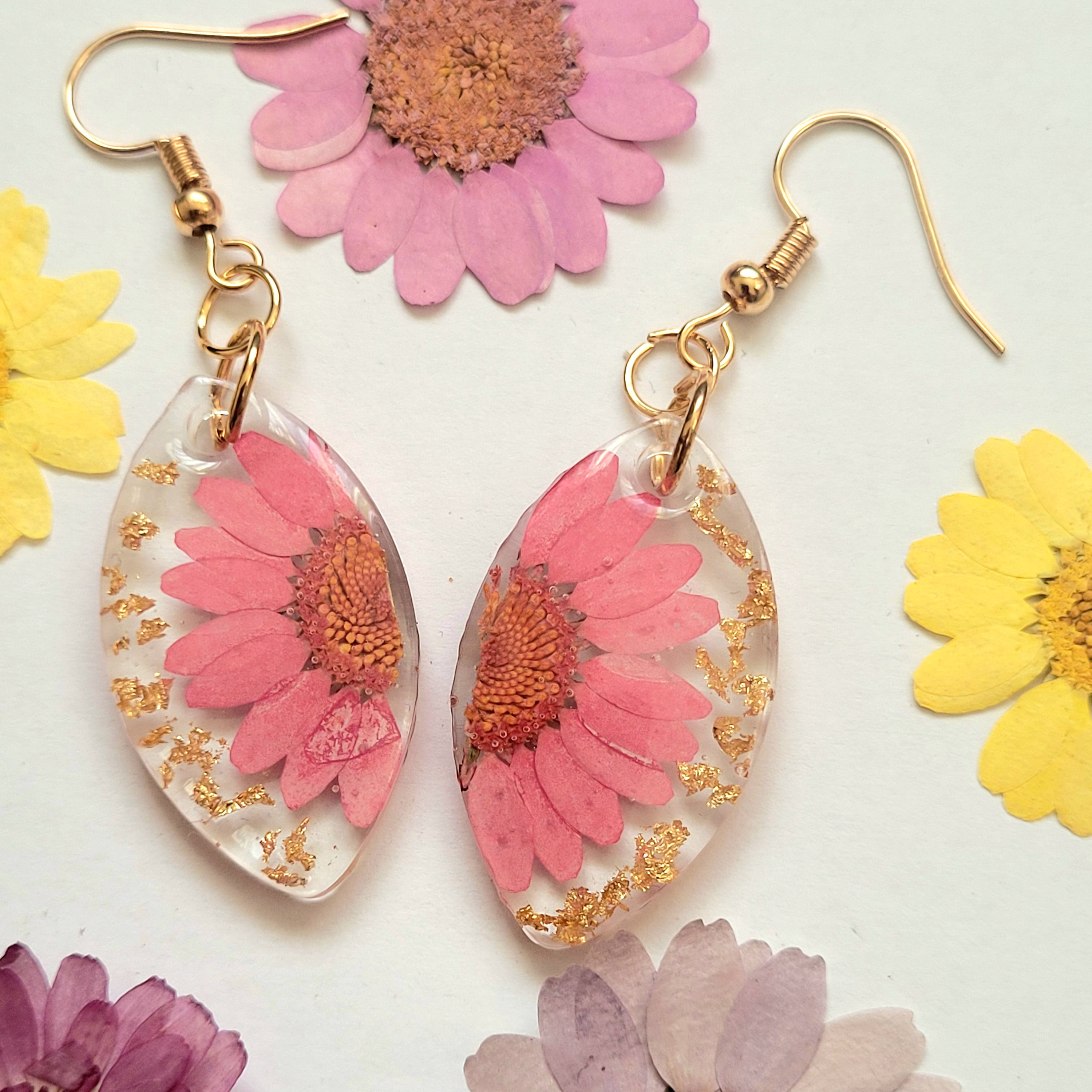 Unique Resin Ear Rings Real Dried Flower Earrings Set in Resin | Hand Made Resin Earrings ...