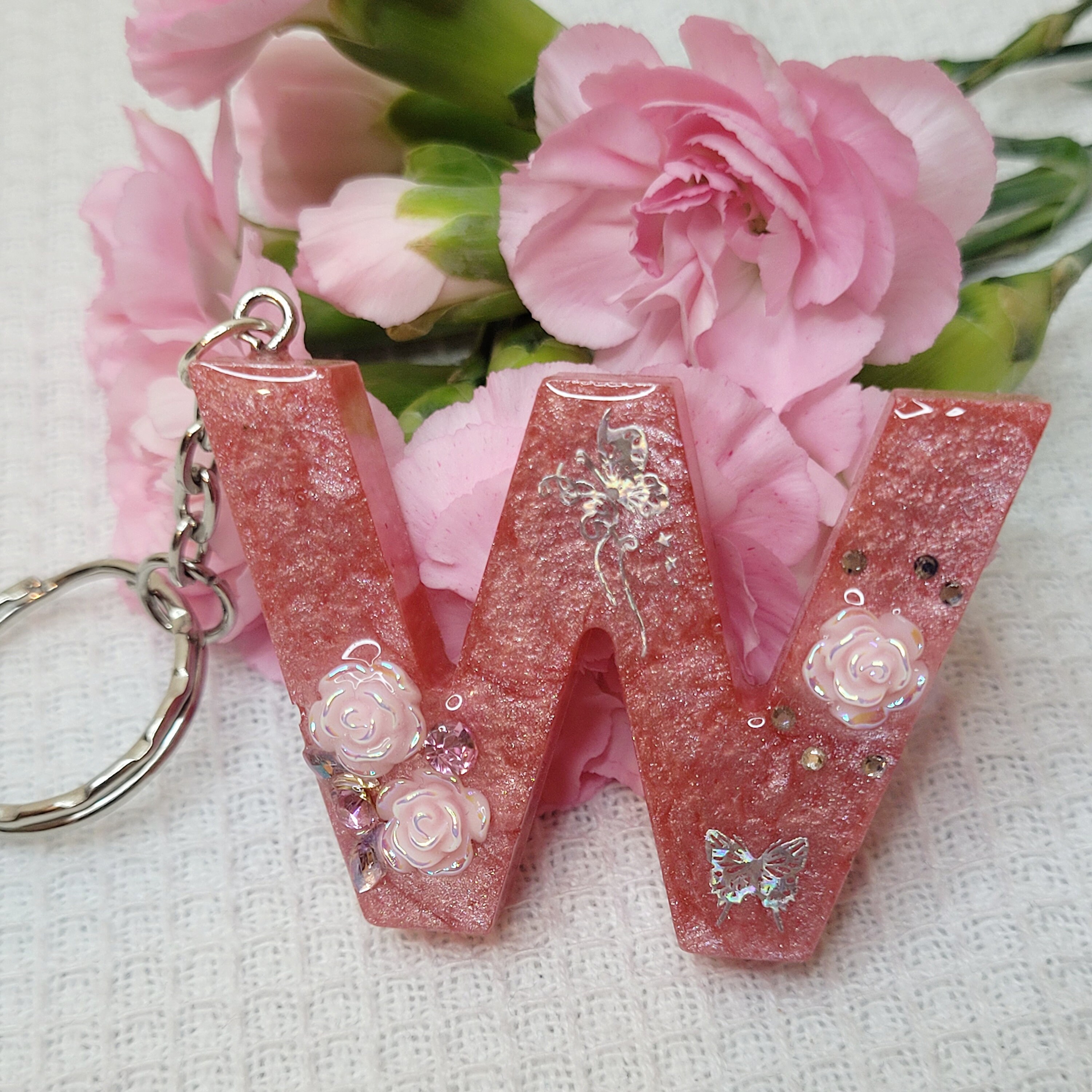 daphnewdesign Beautiful Custom Letter Initial Resin Keychain