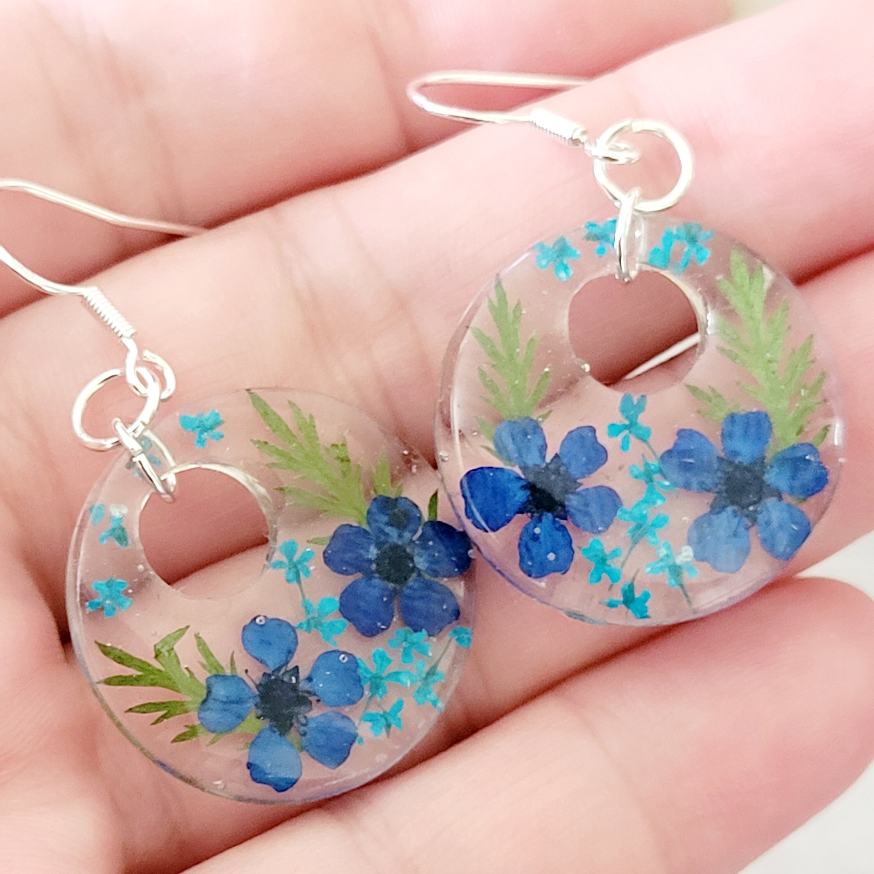 Real Dried Flower Resin Earrings Hand Made Jewellery Etsy UK