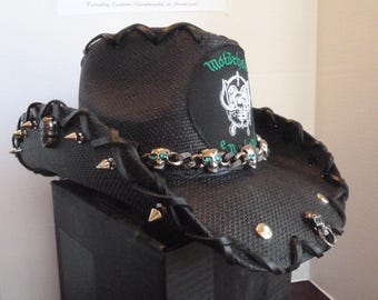 Motorhead Hut, Custom, Shirt, Cowboy, Cowgirl, Stroh, Schwarz, Rocker, Western, Band Merch, Heavy Metal
