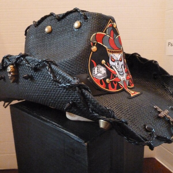 Black Straw Cowboy Hat - Etsy