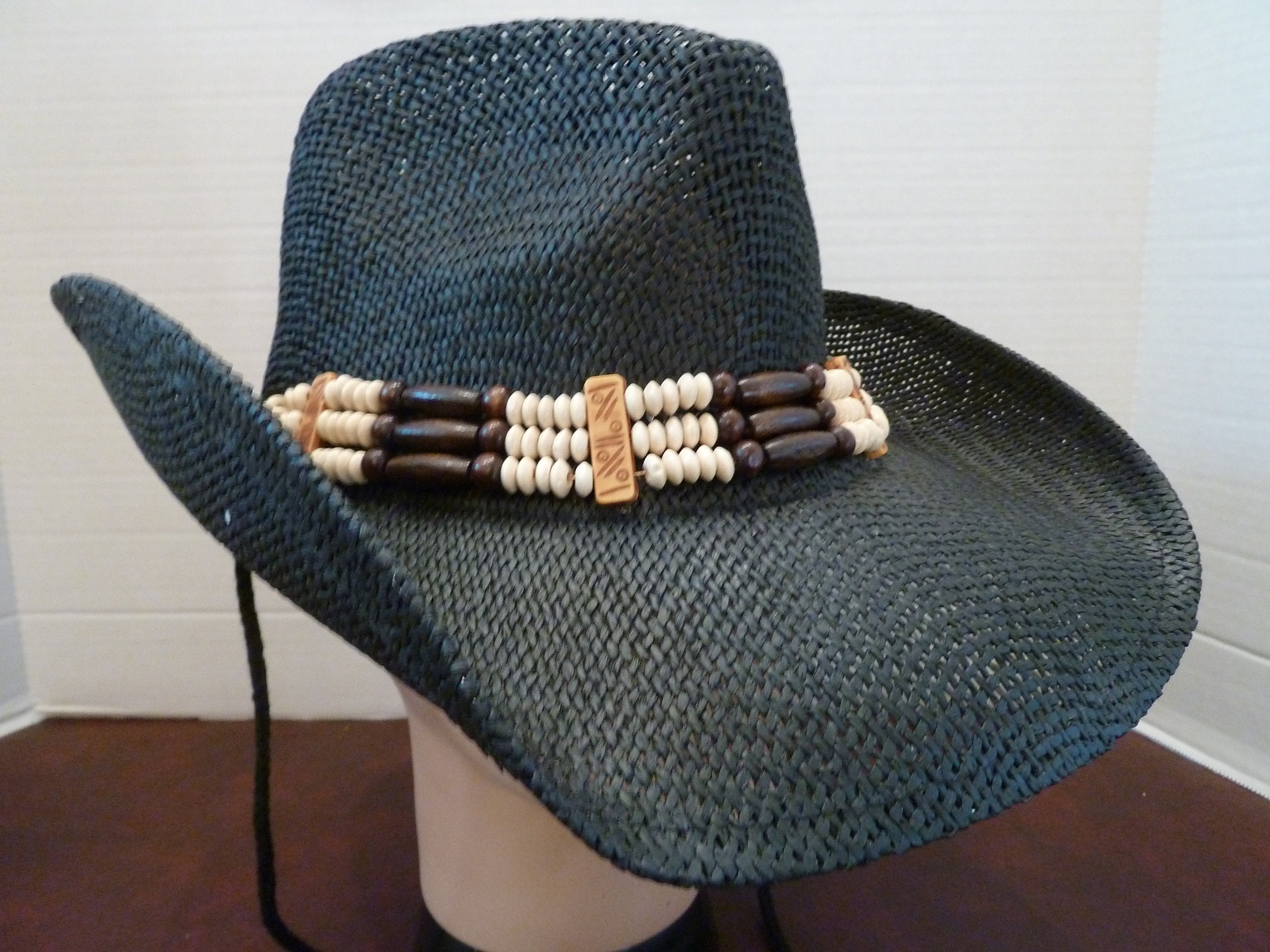 Hat Cowboy Cowgirl Black Straw Western 