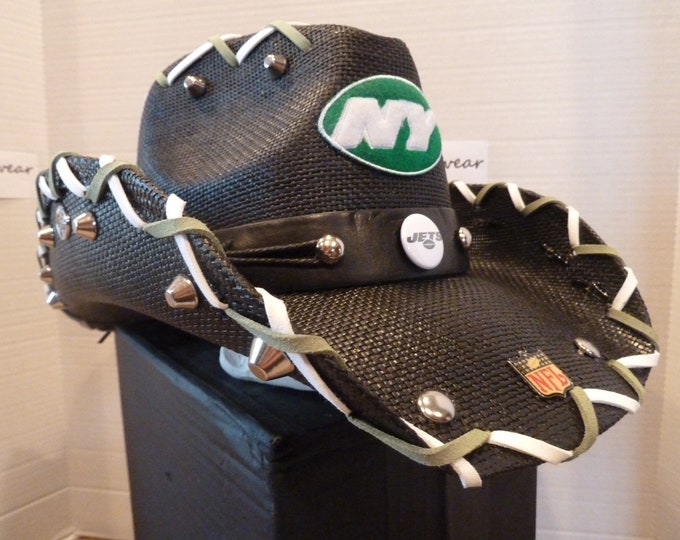 New York, Jets, Hat, Football, Straw, Cowboy, NFL, Shirt, Poster