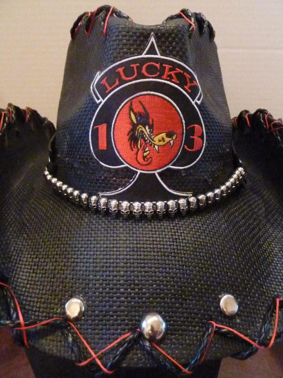 Lucky 13 Hat, Custom, Shirt, Cowboy, Cowgirl, Straw, Black  display picture 2