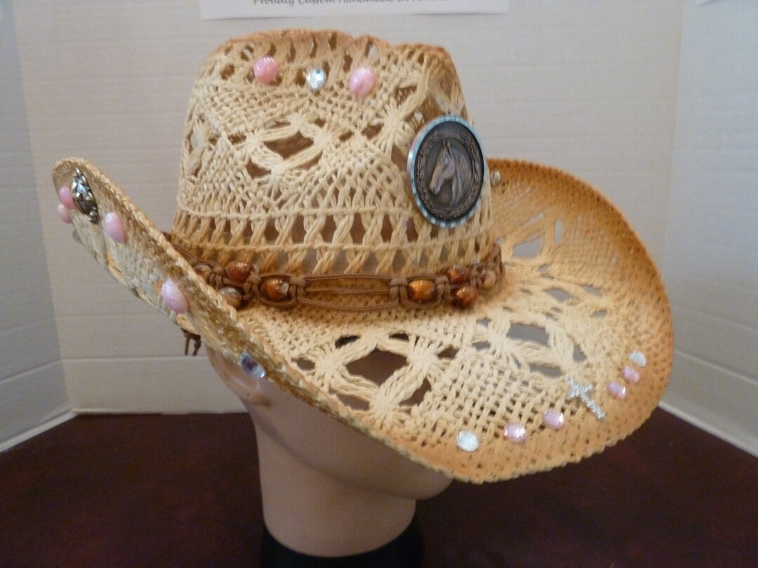 Hat, Cowboy, Cowgirl, Straw, Black, Brown, White, Rocker, Punk, Patch ...