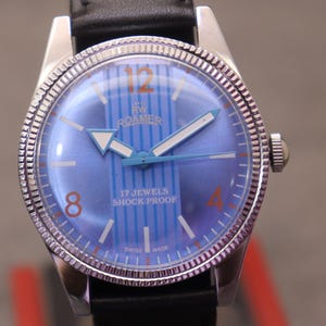 Rare vintage ROAMER 17 jewels manual winding blue dial swiss made men's watch