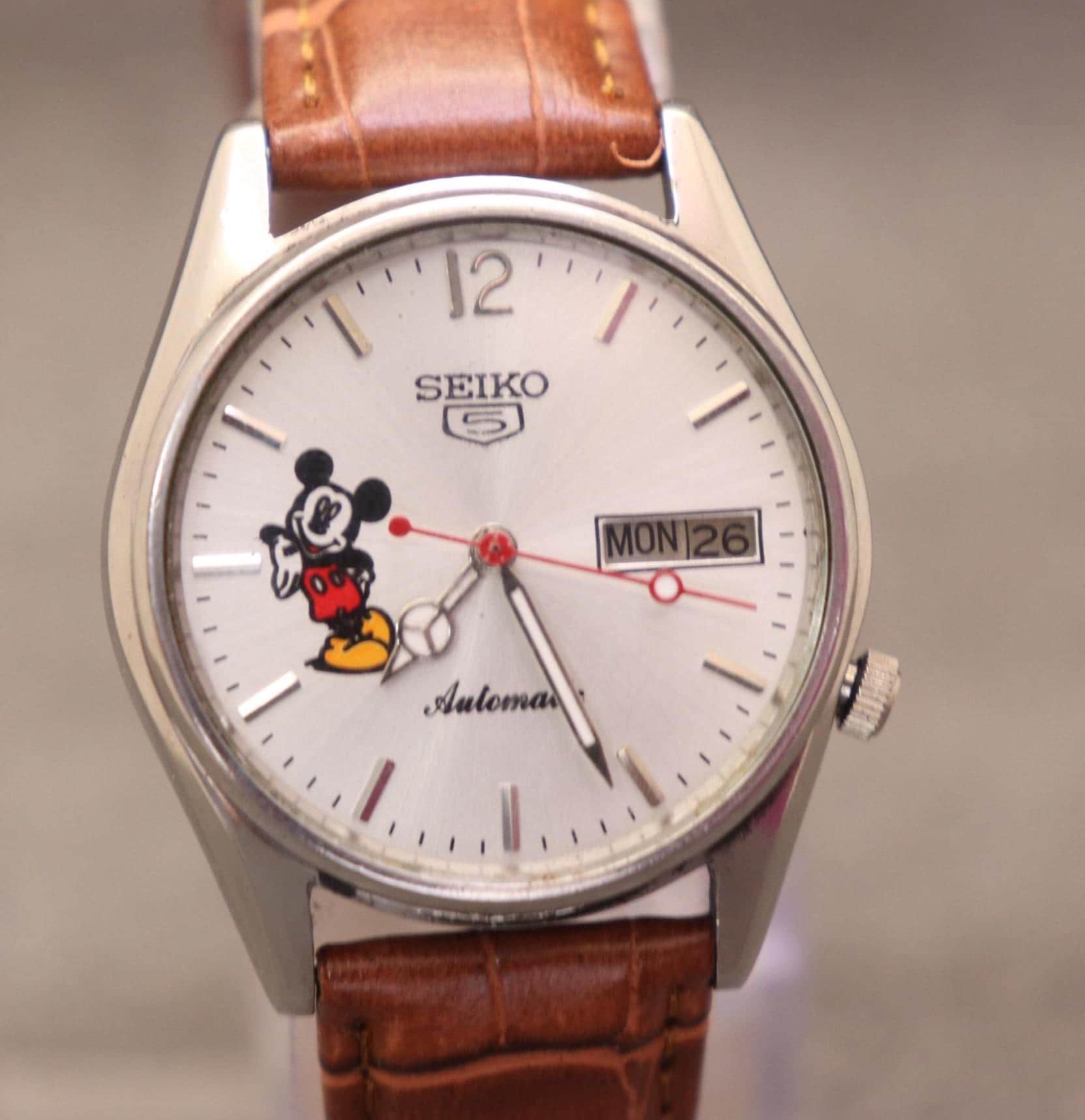 Rare Vintage Seiko 5 Mickey Mouse Automatic Day Date Movement