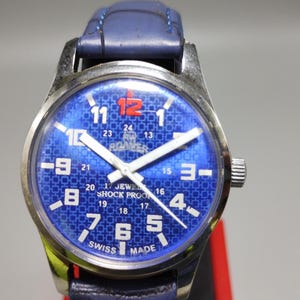 Rare vintage ROAMER 17 jewels manual winding blue dial swiss made men's watch