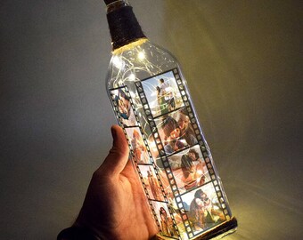 Personalized Film Strip Decorative Bottle Lamp for Birthday, Anniversary, Couple | Gift for Her