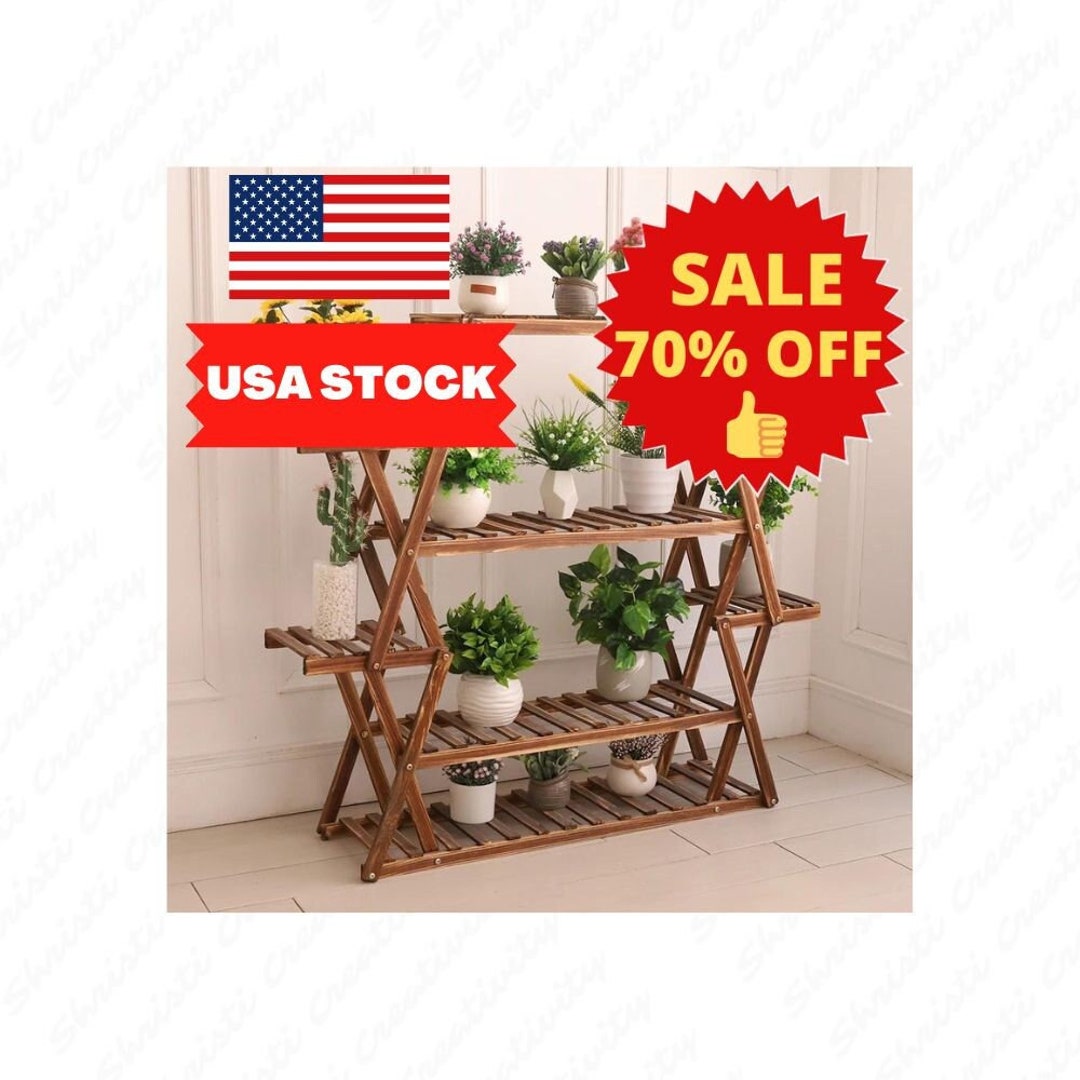 Large Triangular Wood Plant Stand Indoor 6 Tier Flower Pot Etsy