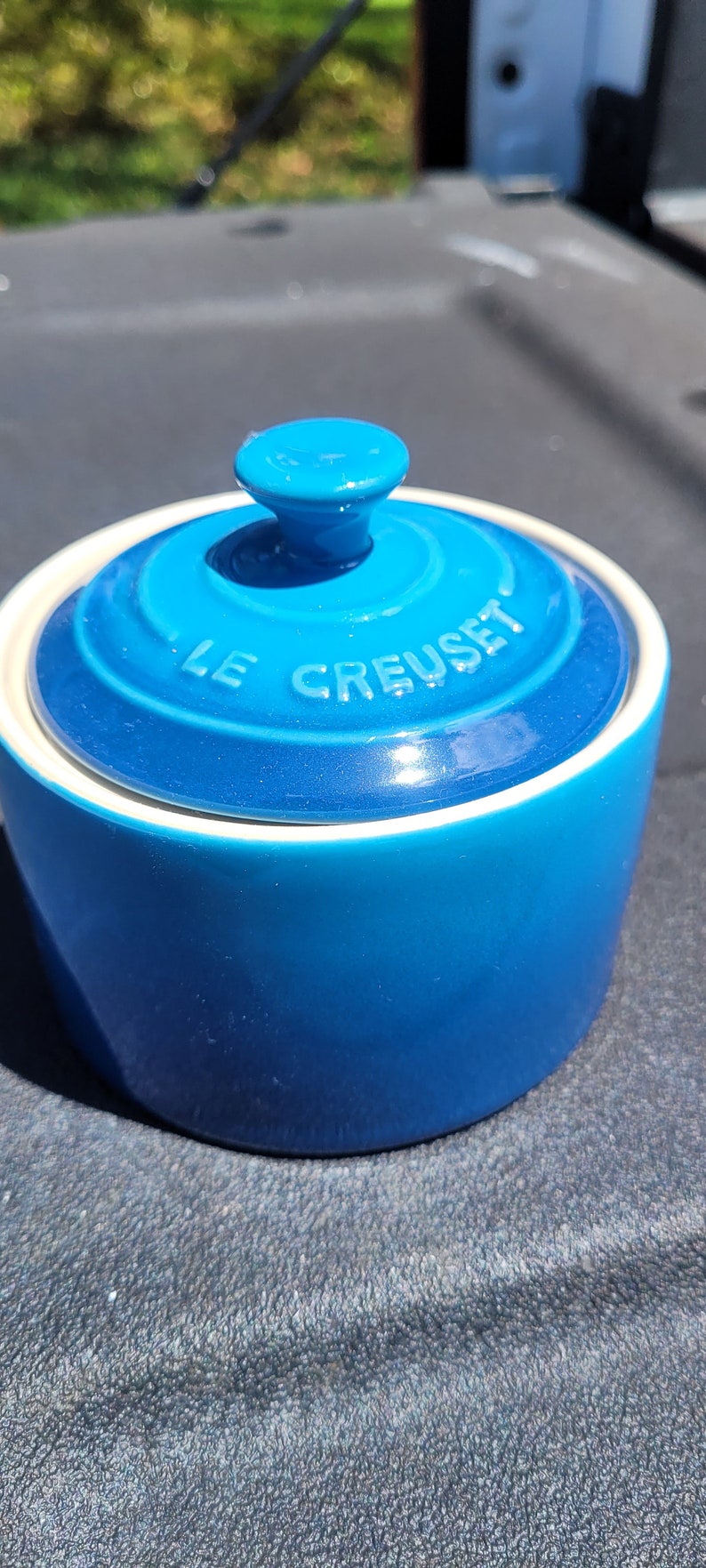 Le Creuset Marseille Blue Sugar Bowl with lid image 1